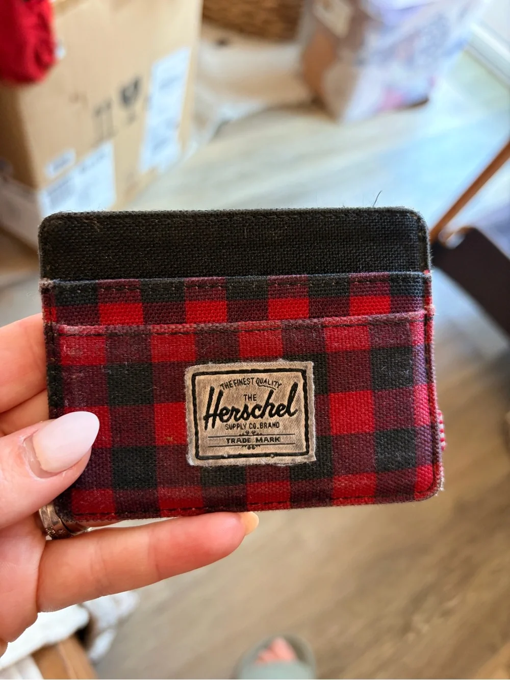 Herschel Supply Company Red and Black Plaid Card Sleeve